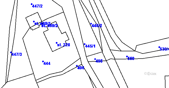 Parcela st. 445/1 v KÚ Nedošín, Katastrální mapa