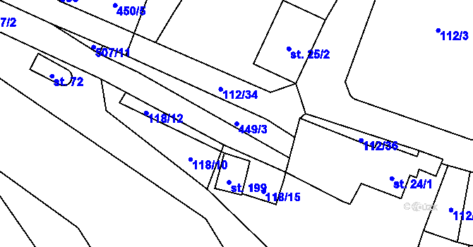 Parcela st. 449/3 v KÚ Nedošín, Katastrální mapa
