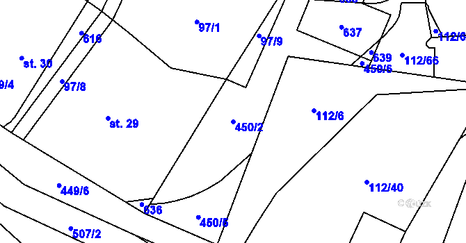 Parcela st. 450/2 v KÚ Nedošín, Katastrální mapa