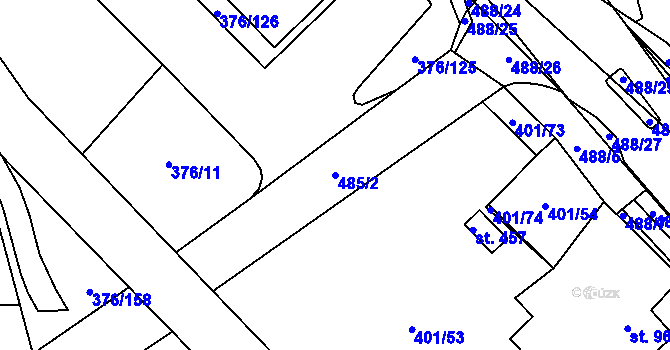 Parcela st. 485/2 v KÚ Nedošín, Katastrální mapa