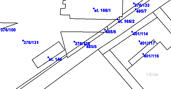 Parcela st. 485/5 v KÚ Nedošín, Katastrální mapa
