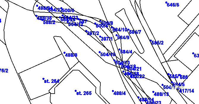 Parcela st. 504/10 v KÚ Nedošín, Katastrální mapa