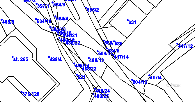 Parcela st. 504/11 v KÚ Nedošín, Katastrální mapa