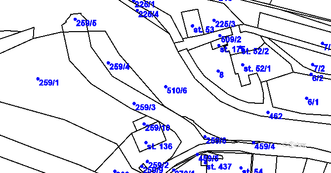 Parcela st. 510/6 v KÚ Nedošín, Katastrální mapa