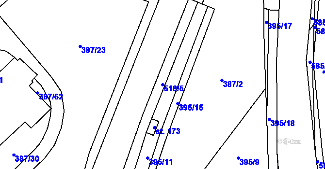 Parcela st. 518/5 v KÚ Nedošín, Katastrální mapa