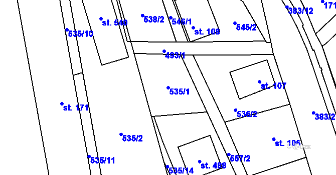 Parcela st. 535/1 v KÚ Nedošín, Katastrální mapa
