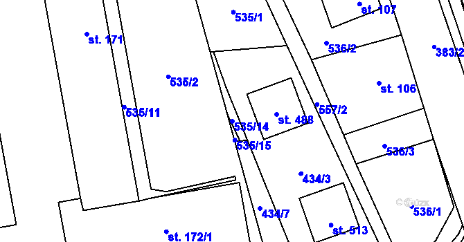 Parcela st. 535/14 v KÚ Nedošín, Katastrální mapa