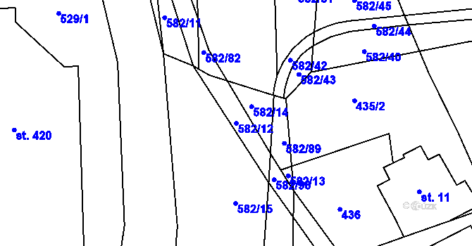 Parcela st. 582/12 v KÚ Nedošín, Katastrální mapa