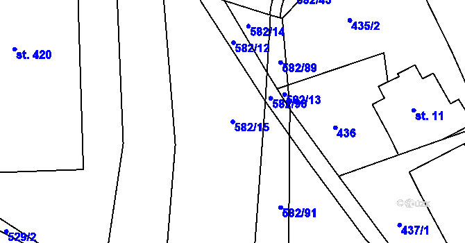 Parcela st. 582/15 v KÚ Nedošín, Katastrální mapa