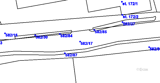 Parcela st. 582/17 v KÚ Nedošín, Katastrální mapa