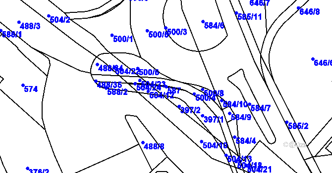 Parcela st. 587 v KÚ Nedošín, Katastrální mapa