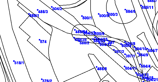 Parcela st. 588/2 v KÚ Nedošín, Katastrální mapa
