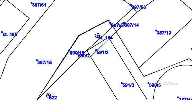 Parcela st. 591/2 v KÚ Nedošín, Katastrální mapa