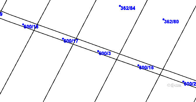 Parcela st. 600/3 v KÚ Nedošín, Katastrální mapa