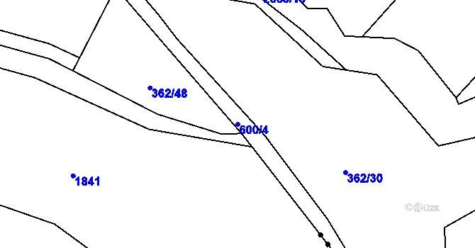 Parcela st. 600/4 v KÚ Nedošín, Katastrální mapa
