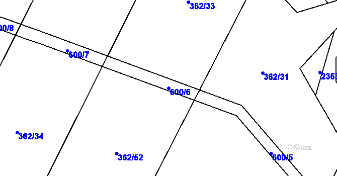 Parcela st. 600/6 v KÚ Nedošín, Katastrální mapa