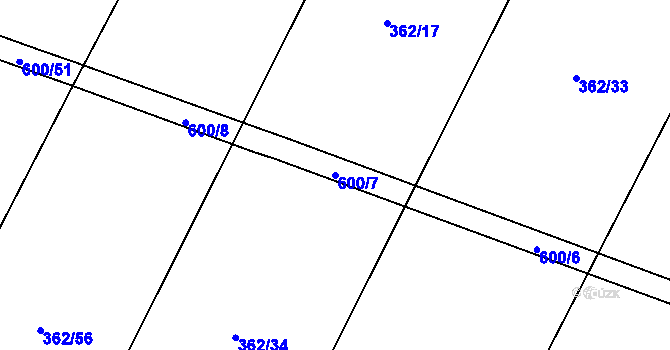 Parcela st. 600/7 v KÚ Nedošín, Katastrální mapa