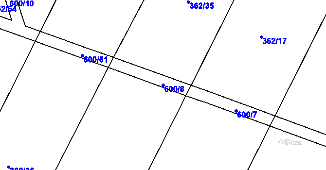 Parcela st. 600/8 v KÚ Nedošín, Katastrální mapa