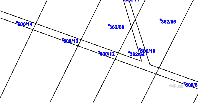 Parcela st. 600/12 v KÚ Nedošín, Katastrální mapa