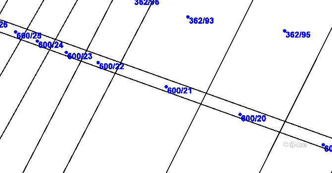 Parcela st. 600/21 v KÚ Nedošín, Katastrální mapa