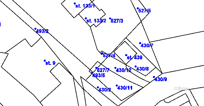 Parcela st. 527/4 v KÚ Nedošín, Katastrální mapa