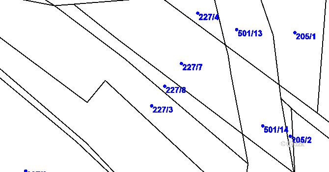 Parcela st. 227/8 v KÚ Nedošín, Katastrální mapa