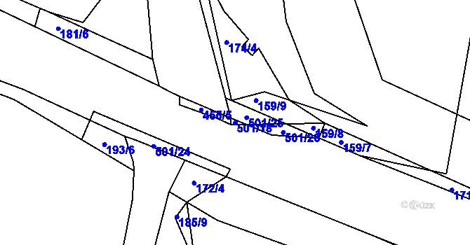 Parcela st. 501/18 v KÚ Nedošín, Katastrální mapa