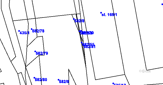 Parcela st. 582/55 v KÚ Nedošín, Katastrální mapa