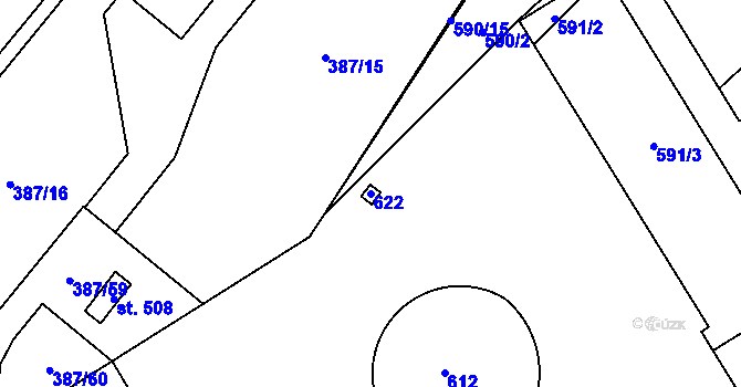Parcela st. 622 v KÚ Nedošín, Katastrální mapa