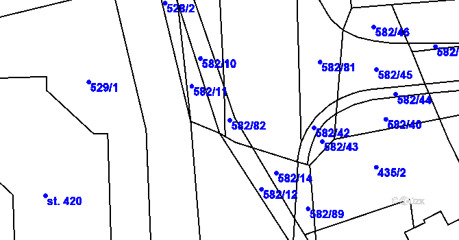 Parcela st. 582/82 v KÚ Nedošín, Katastrální mapa