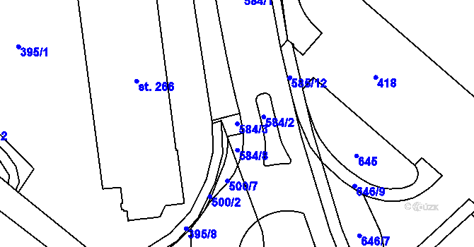 Parcela st. 584/3 v KÚ Nedošín, Katastrální mapa