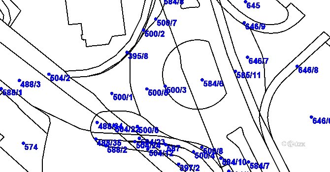 Parcela st. 500/3 v KÚ Nedošín, Katastrální mapa