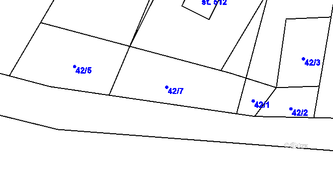 Parcela st. 42/7 v KÚ Nedošín, Katastrální mapa