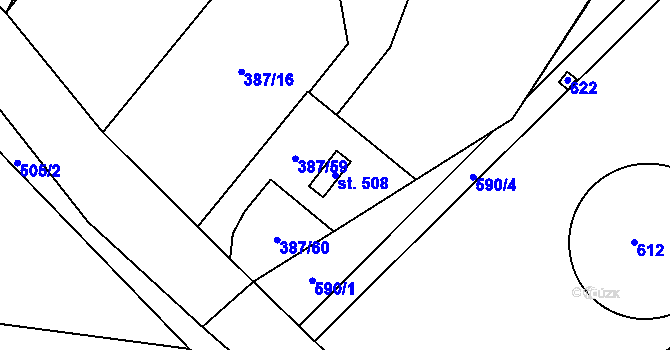 Parcela st. 508 v KÚ Nedošín, Katastrální mapa