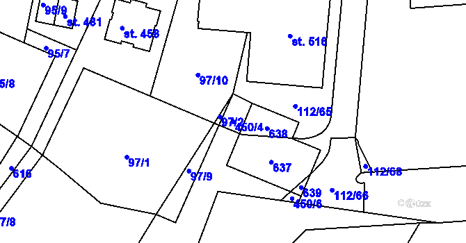 Parcela st. 450/4 v KÚ Nedošín, Katastrální mapa