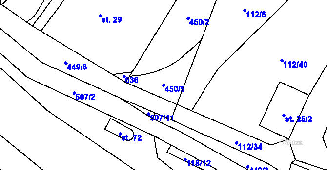 Parcela st. 450/5 v KÚ Nedošín, Katastrální mapa
