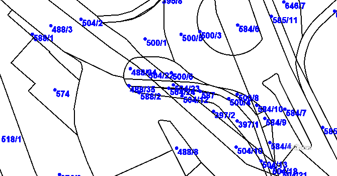Parcela st. 504/24 v KÚ Nedošín, Katastrální mapa