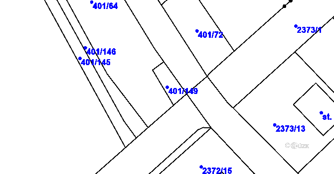 Parcela st. 401/149 v KÚ Nedošín, Katastrální mapa