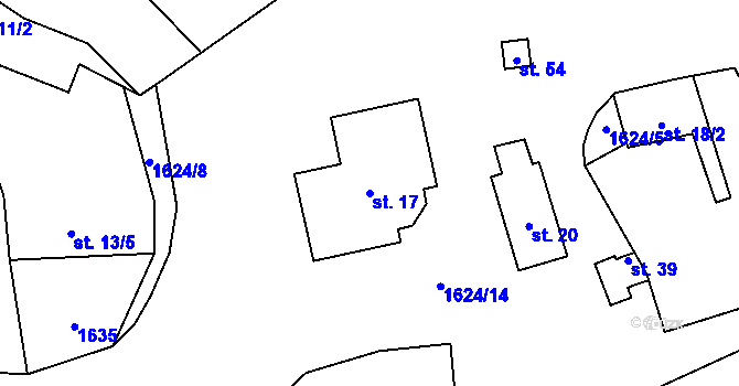 Parcela st. 17 v KÚ Litoradlice, Katastrální mapa