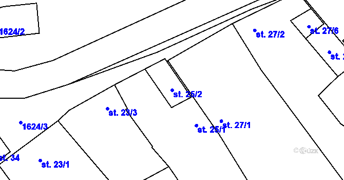 Parcela st. 25/2 v KÚ Litoradlice, Katastrální mapa