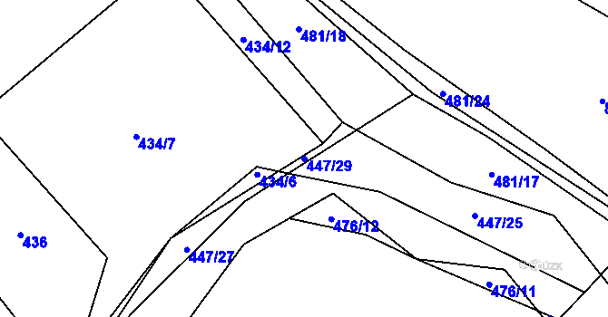 Parcela st. 447/29 v KÚ Litoradlice, Katastrální mapa