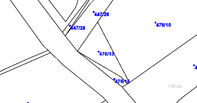 Parcela st. 476/13 v KÚ Litoradlice, Katastrální mapa