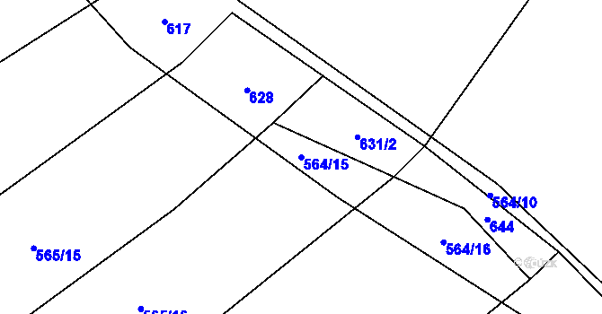 Parcela st. 564/15 v KÚ Litoradlice, Katastrální mapa