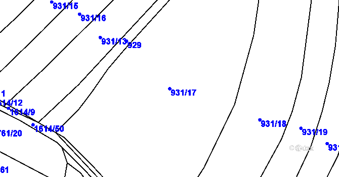 Parcela st. 931/17 v KÚ Litoradlice, Katastrální mapa