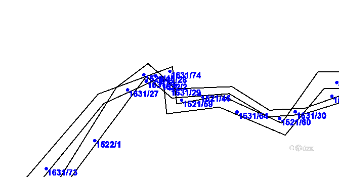 Parcela st. 1631/29 v KÚ Litoradlice, Katastrální mapa