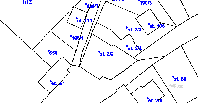 Parcela st. 2/2 v KÚ Litostrov, Katastrální mapa