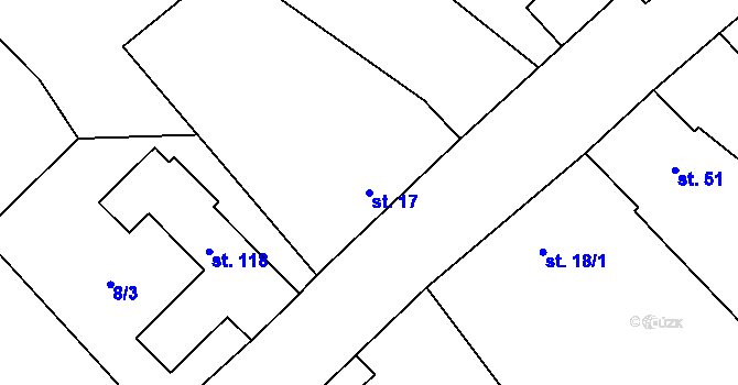 Parcela st. 17 v KÚ Litostrov, Katastrální mapa