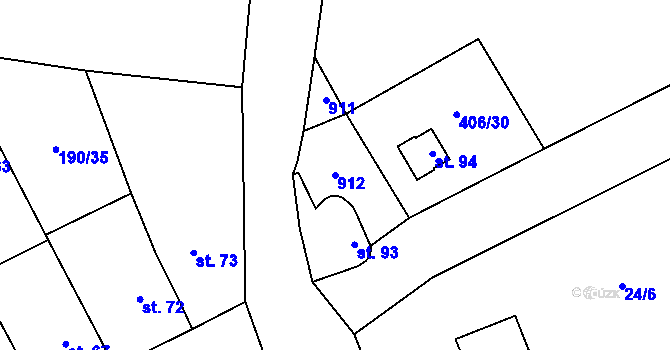 Parcela st. 912 v KÚ Litostrov, Katastrální mapa
