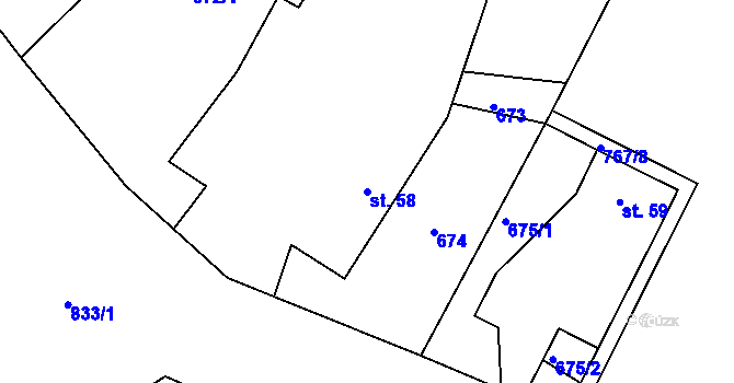 Parcela st. 58 v KÚ Litošice, Katastrální mapa