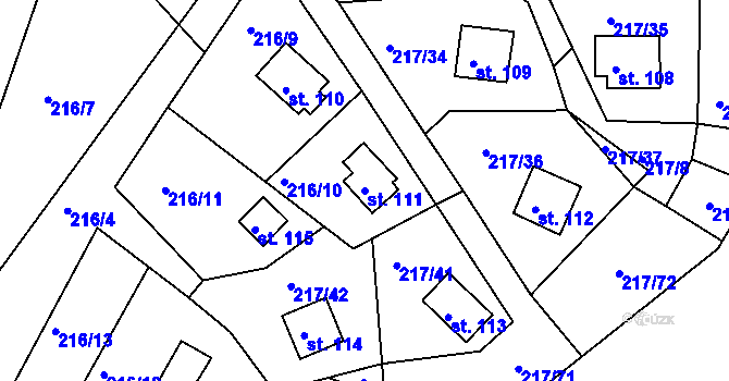 Parcela st. 111 v KÚ Litošice, Katastrální mapa
